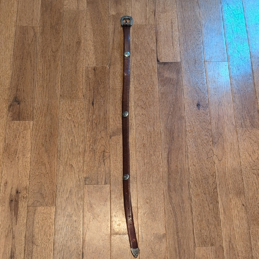 Brown Leather Belt with Silver Accents